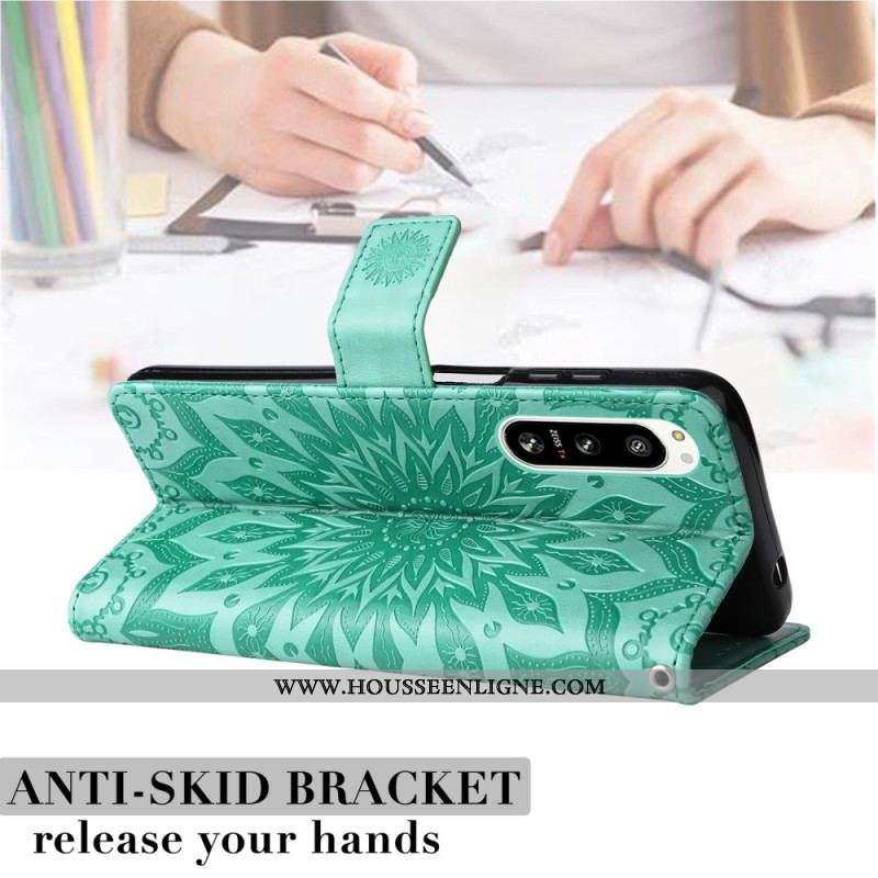 Housse Sony Xperia 5 IV Mandala Soleil avec Lanière