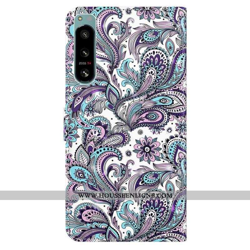 Housse Sony Xperia 5 IV Motif Cachemire à Lanière