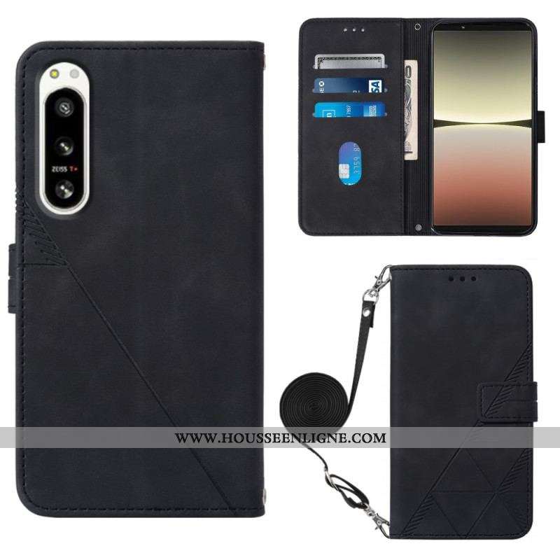Housse Sony Xperia 5 IV Motif Triangles avec Bandoulière