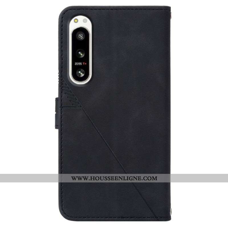 Housse Sony Xperia 5 IV Motif Triangles avec Bandoulière