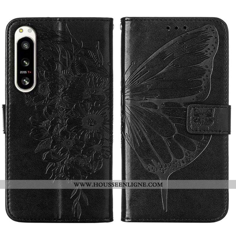 Housse Sony Xperia 5 IV Papillon Baroque à Lanière