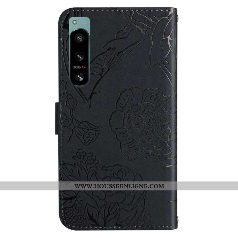 Housse Sony Xperia 5 IV Papillons avec Lanière