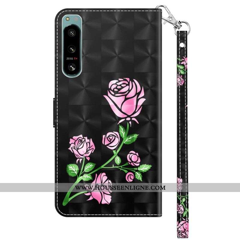 Housse Sony Xperia 5 IV Roses à Lanière