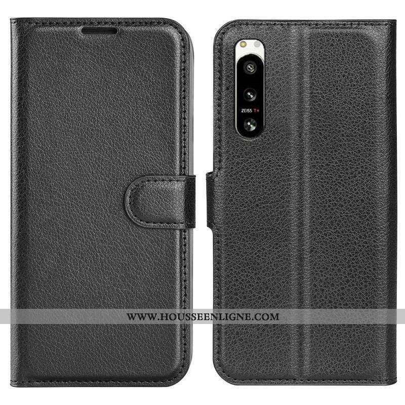 Housse Sony Xperia 5 IV Simili Cuir Litchi Classique