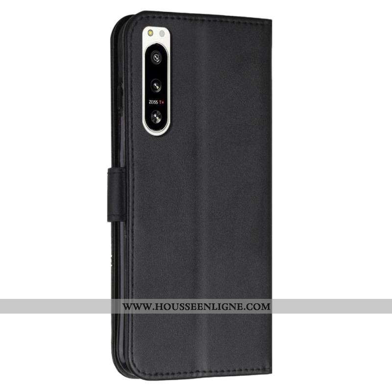 Housse Sony Xperia 5 IV Style Cuir Géométrique avec Lanière