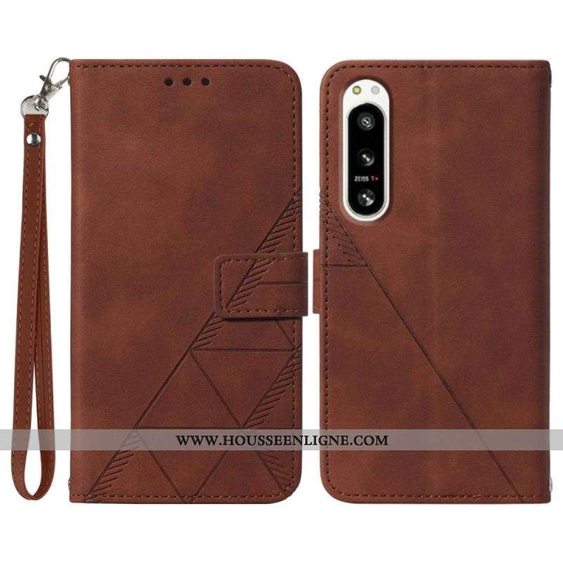 Housse Sony Xperia 5 IV Triangles à Lanière