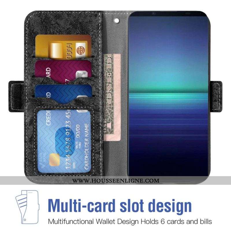 Housse Sony Xperia 5 IV Vintage Porte-Cartes Rotatif