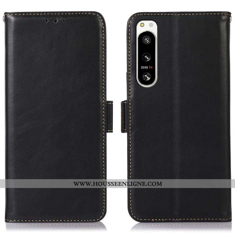 Housse Sony Xperia 5 IV Véritable Cuir Fonction RFID
