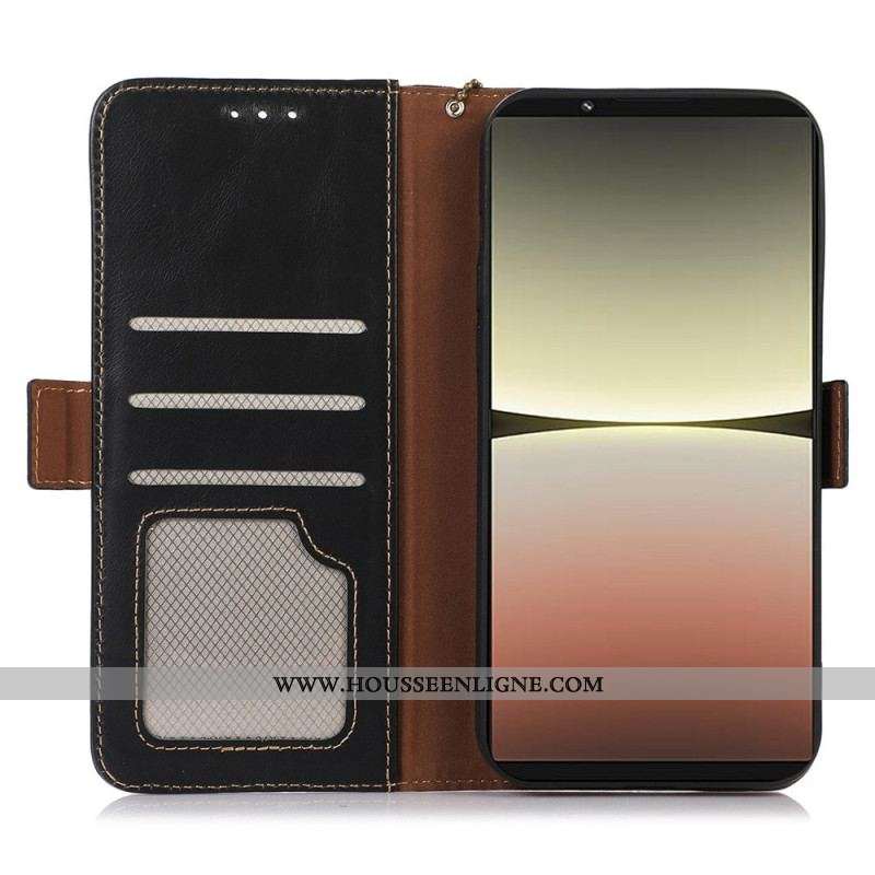 Housse Sony Xperia 5 IV Véritable Cuir Fonction RFID
