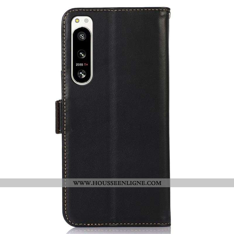 Housse Sony Xperia 5 IV Véritable Cuir Fonction RFID