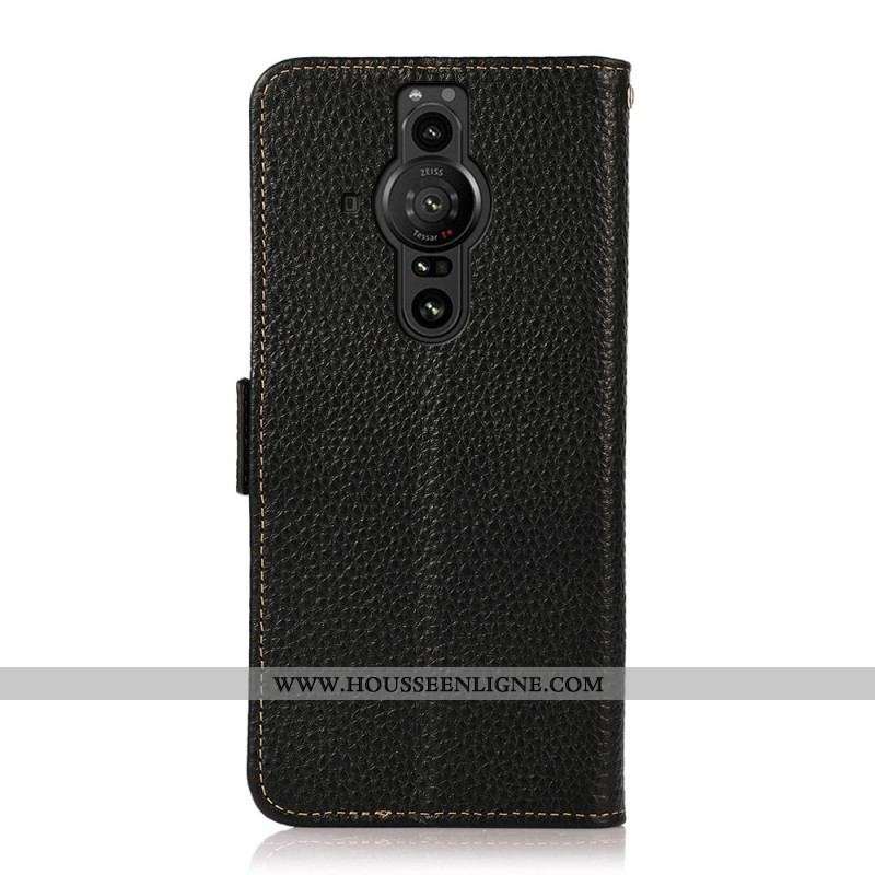 Housse Sony Xperia Pro-I Cuir Litchi KHAZNEH RFID