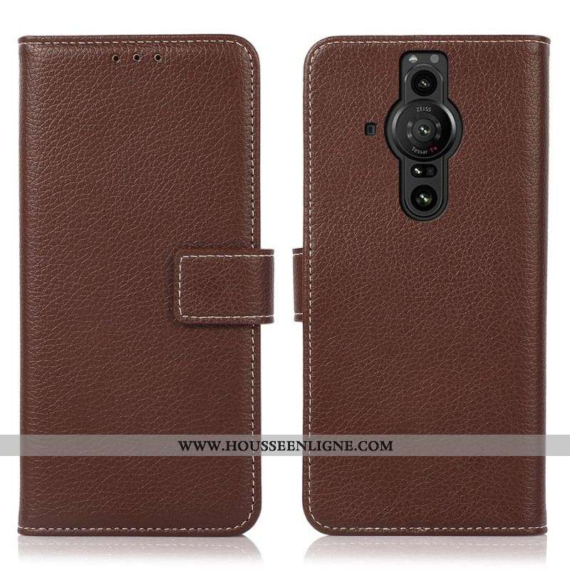 Housse Sony Xperia Pro-I Litchi Coutures Apparentes