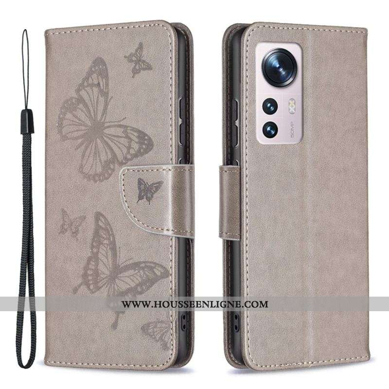 Housse  Xiaomi 12 / 12X / 12 X Papillons à Lanière