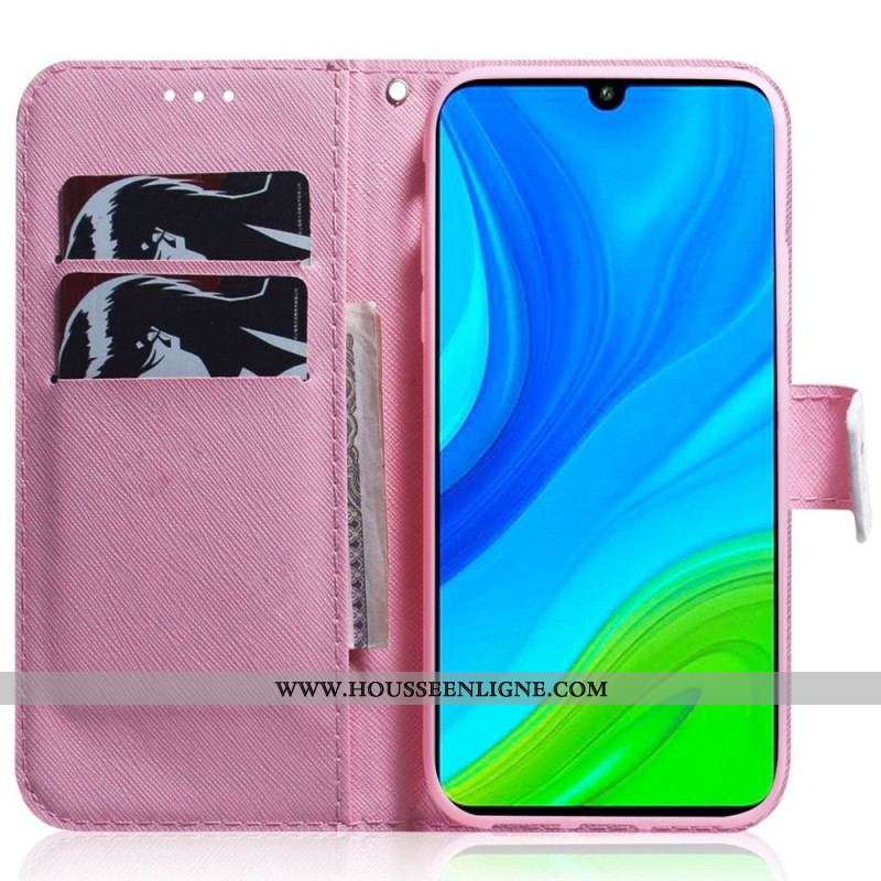Housse Xiaomi 12 / 12X Fleurs Blanches à Lanière