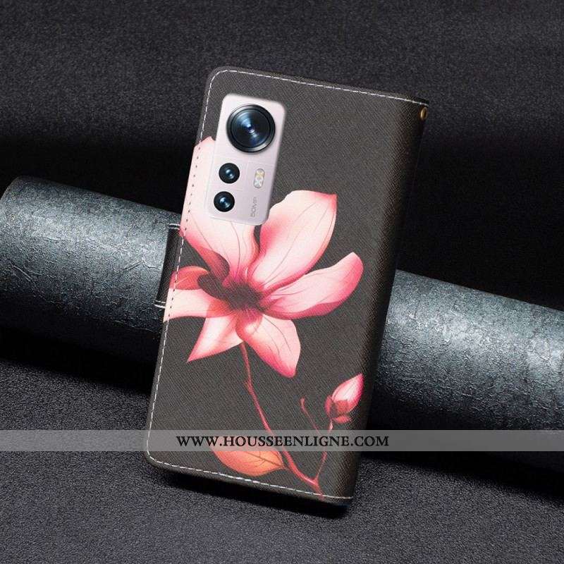 Housse  Xiaomi 12 / 12X  Poche Zippée Fleur