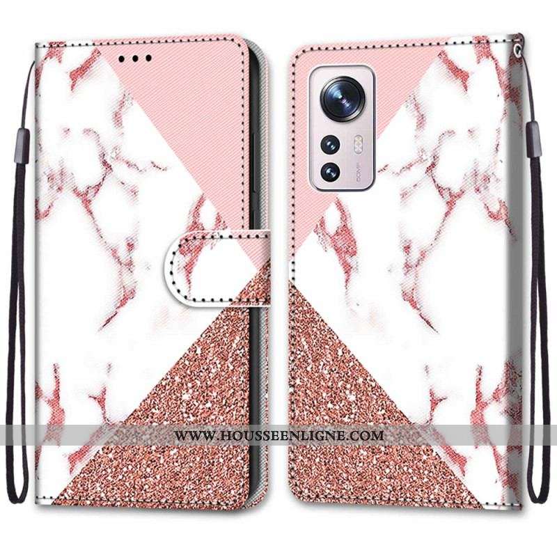 Housse Xiaomi 12 / 12X Triangle en Marbre et Paillettes