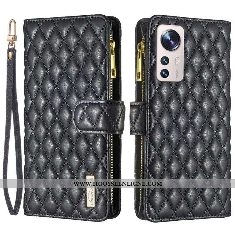 Housse Xiaomi 12 Lite Binfen Color Style Matelassé à Lanière