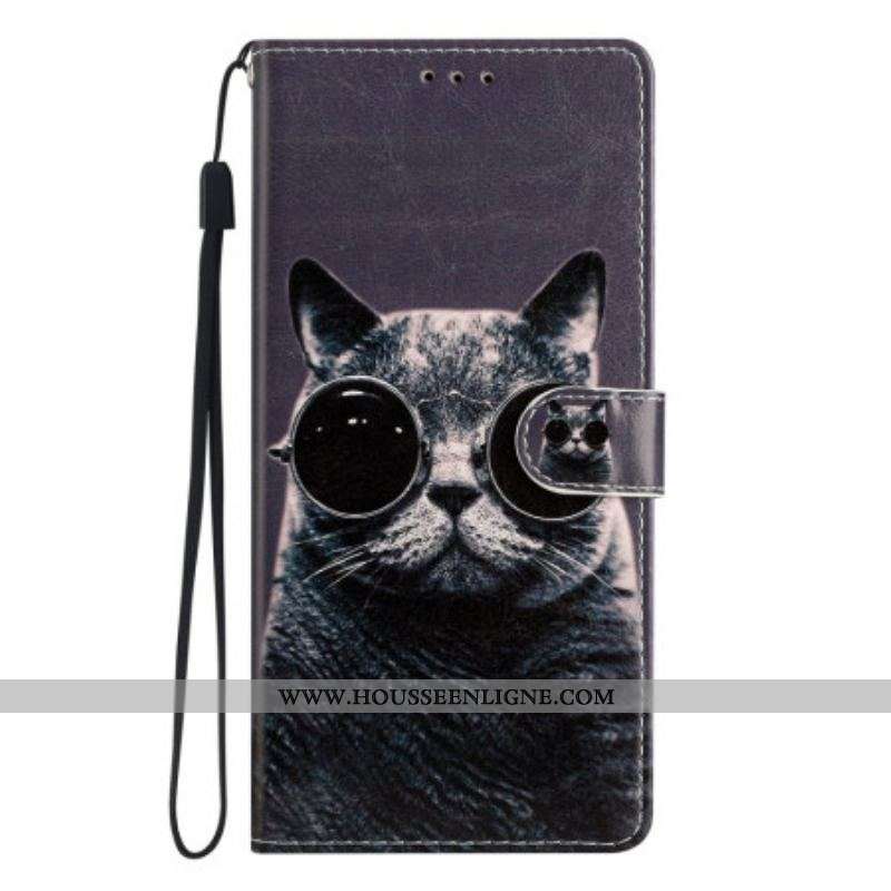 Housse Xiaomi 12 Lite Chat Lunettes à Lanière