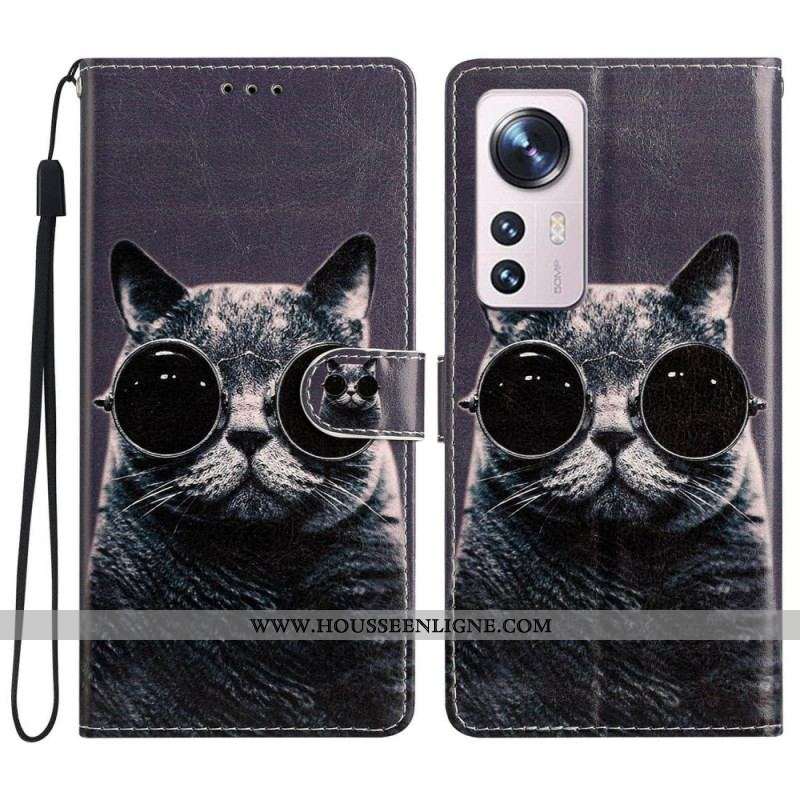 Housse Xiaomi 12 Lite Chat Lunettes à Lanière