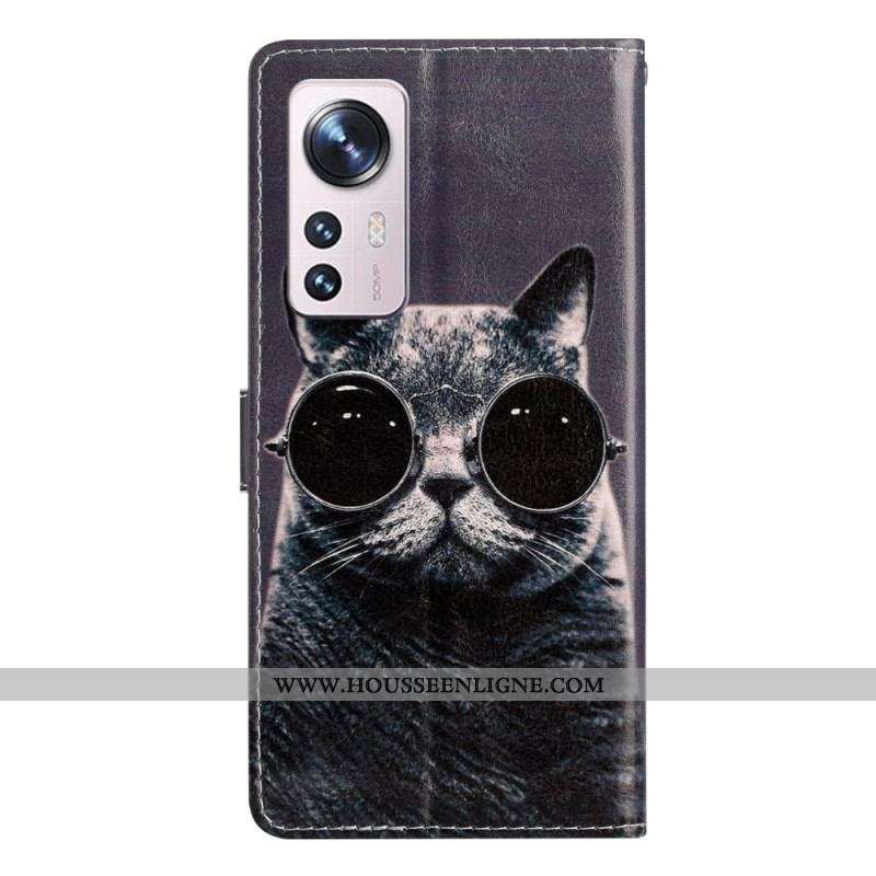 Housse Xiaomi 12 Lite Chat Lunettes à Lanière