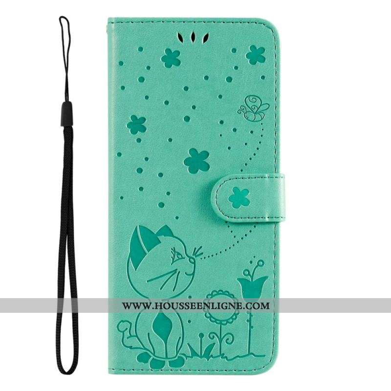 Housse Xiaomi 12 Lite Chat et Abeille à Lanière