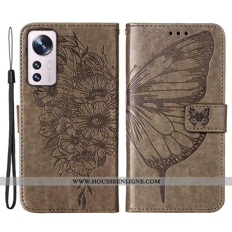 Housse Xiaomi 12 Lite Papillon Design avec Lanière