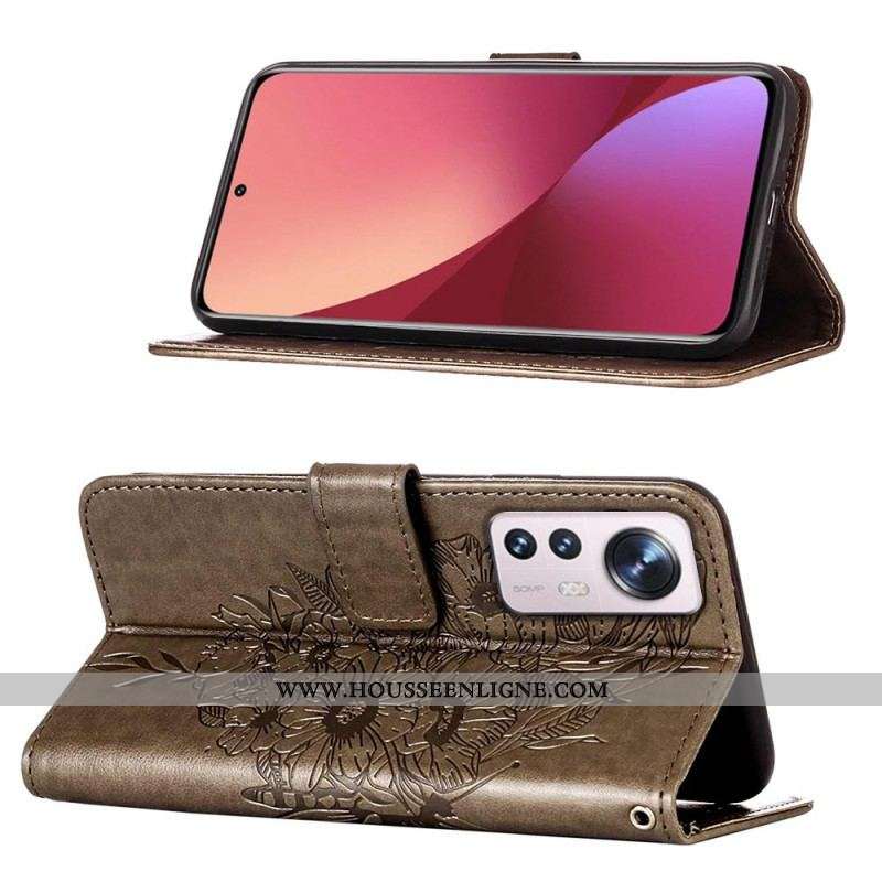 Housse Xiaomi 12 Lite Papillon Design avec Lanière