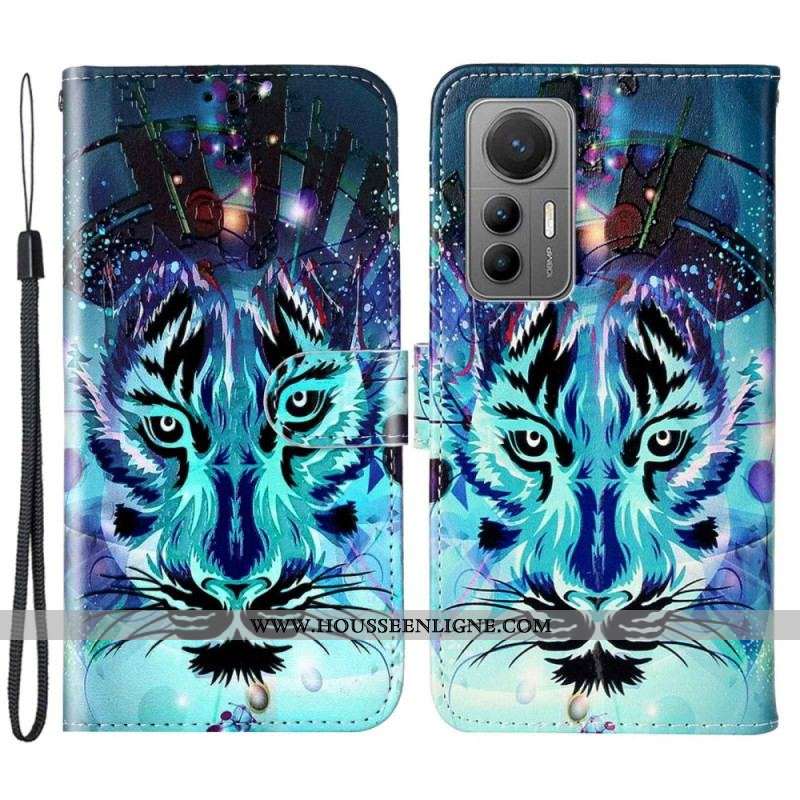 Housse Xiaomi 12 Lite Tigre avec Lanière