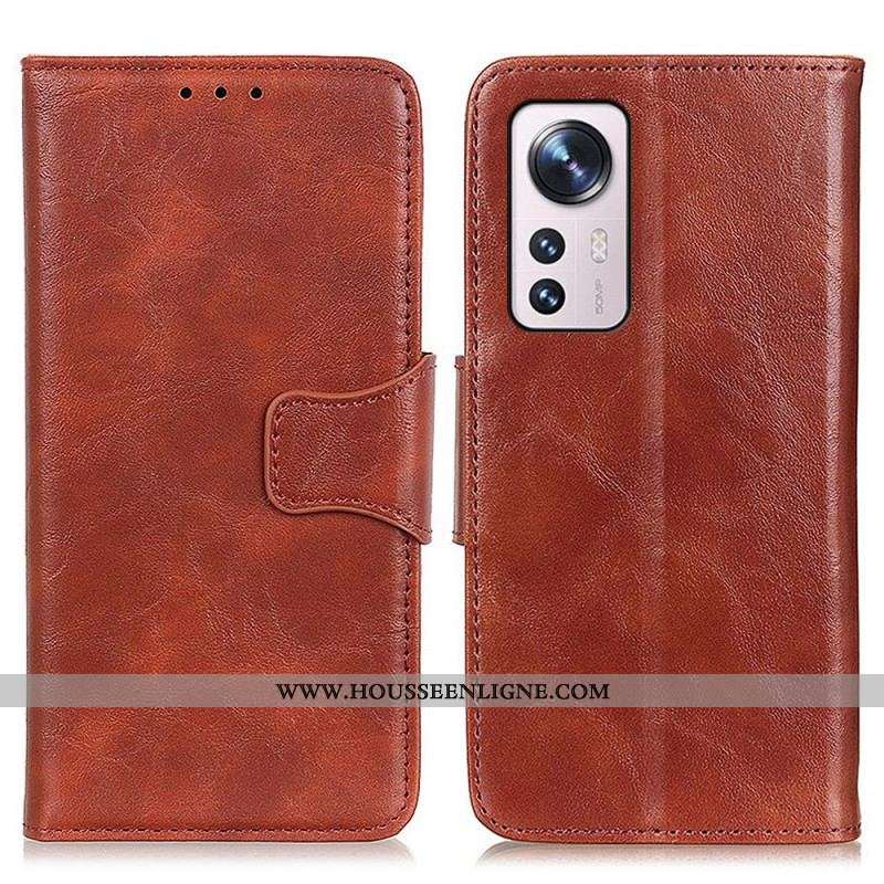 Housse Xiaomi 12 Pro Cuir Fendu Fermoir Réversible