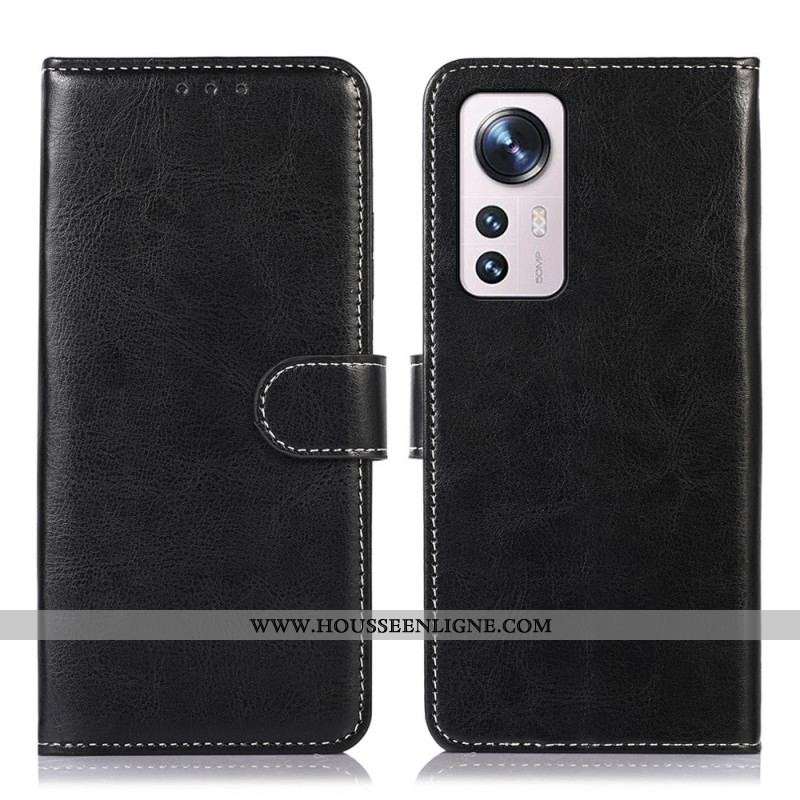 Housse Xiaomi 12 Pro Effet Cuir Couture