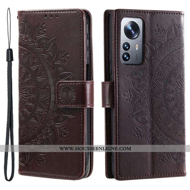 Housse Xiaomi 12 Pro Mandala Soleil à Lanière