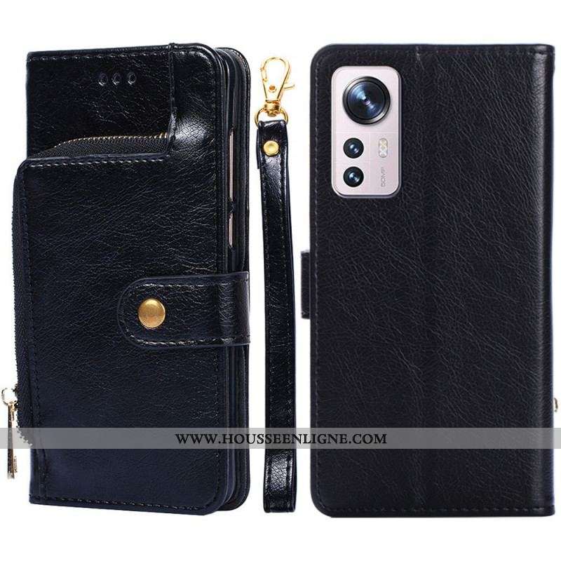 Housse Xiaomi 12 Pro Porte-Monnaie Frontal et Lanière