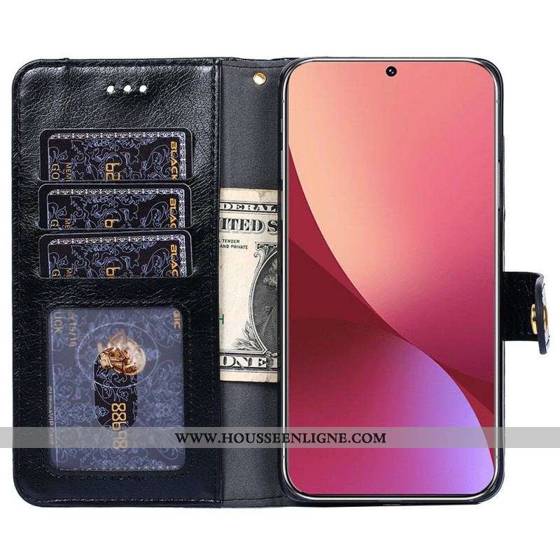 Housse Xiaomi 12 Pro Porte-Monnaie Frontal et Lanière