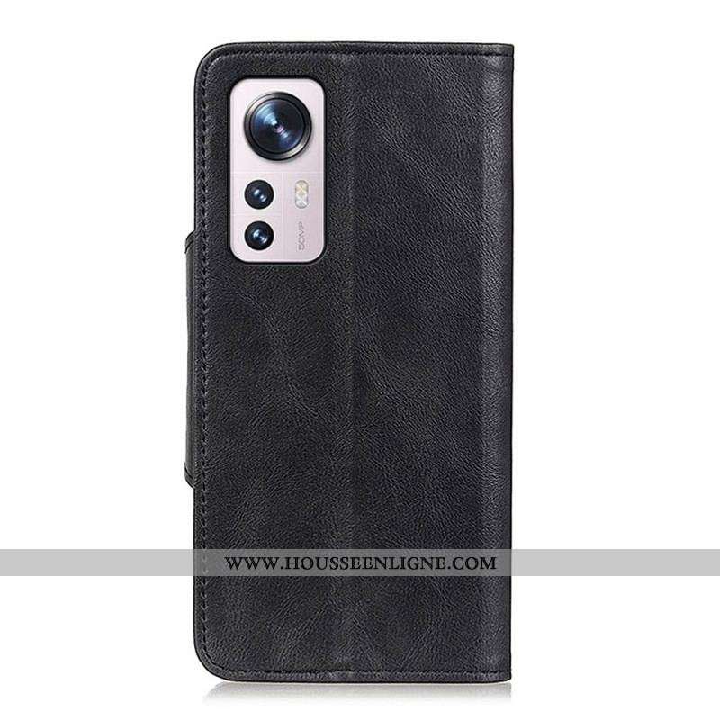Housse Xiaomi 12 Pro Simili Cuir Vintage et Bouton