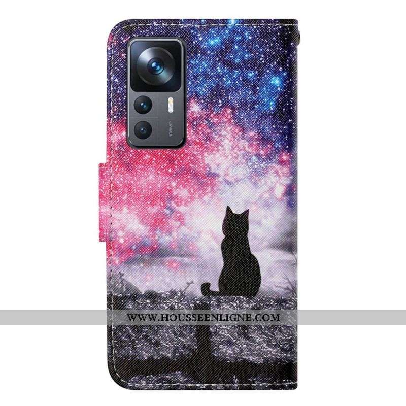 Housse Xiaomi 12T / 12T Pro Chat au Clair de Ciel à Lanière