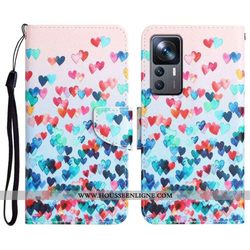 Housse Xiaomi 12T / 12T Pro Coeurs à Lanière