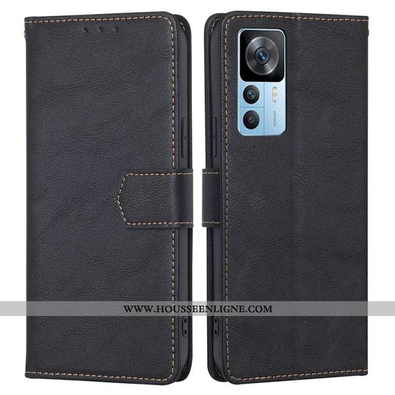 Housse Xiaomi 12T / 12T Pro Effet Cuir Couture