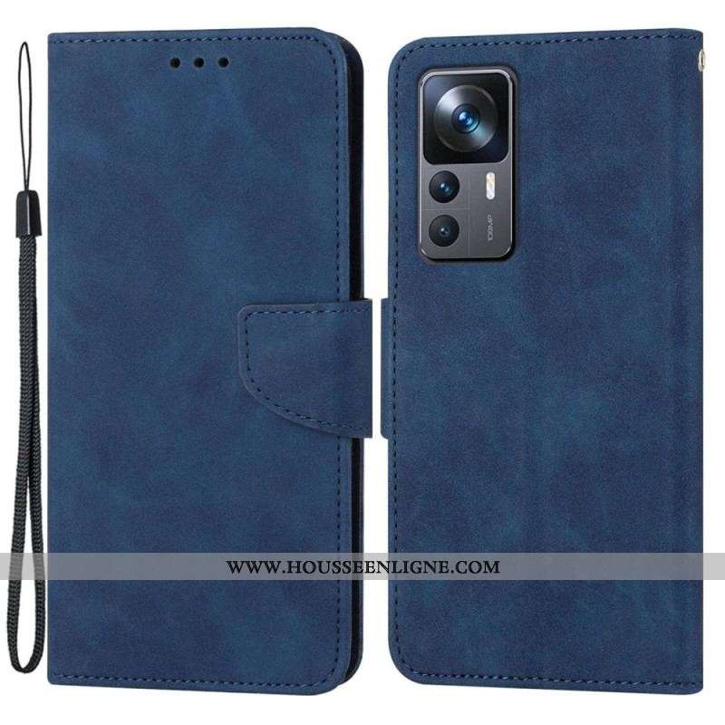 Housse Xiaomi 12T / 12T Pro Effet Cuir Uni à Lanière