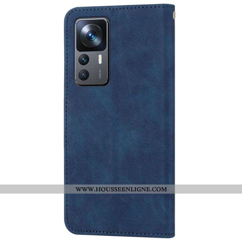 Housse Xiaomi 12T / 12T Pro Effet Cuir Uni à Lanière