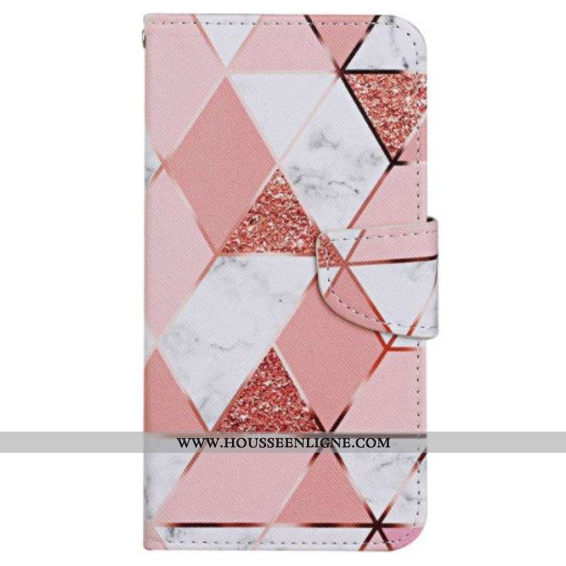 Housse Xiaomi 12T / 12T Pro Marbre et Paillettes avec Lanière