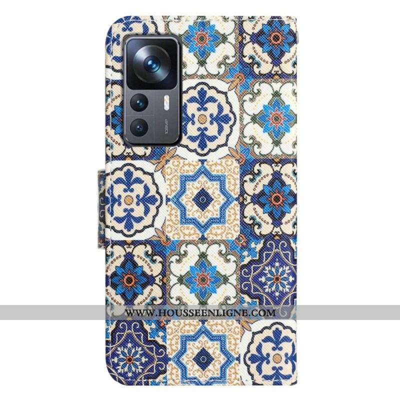 Housse Xiaomi 12T / 12T Pro Motifs Floraux avec Lanière