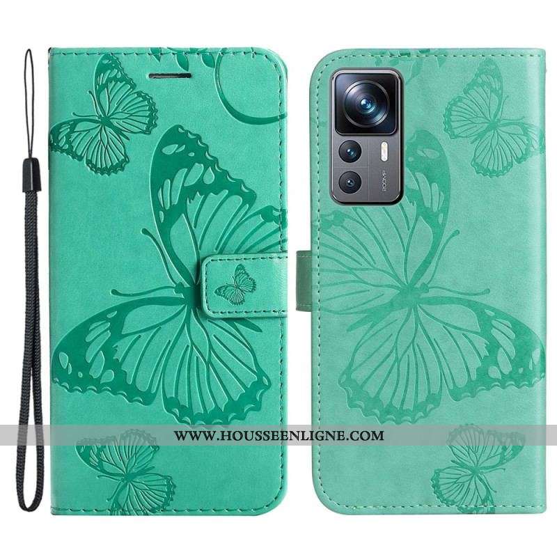 Housse Xiaomi 12T / 12T Pro Papillons Géants à Lanière