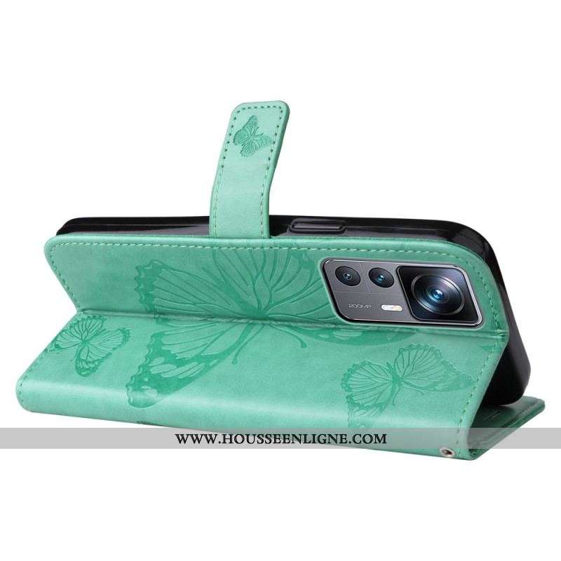 Housse Xiaomi 12T / 12T Pro Papillons Géants à Lanière