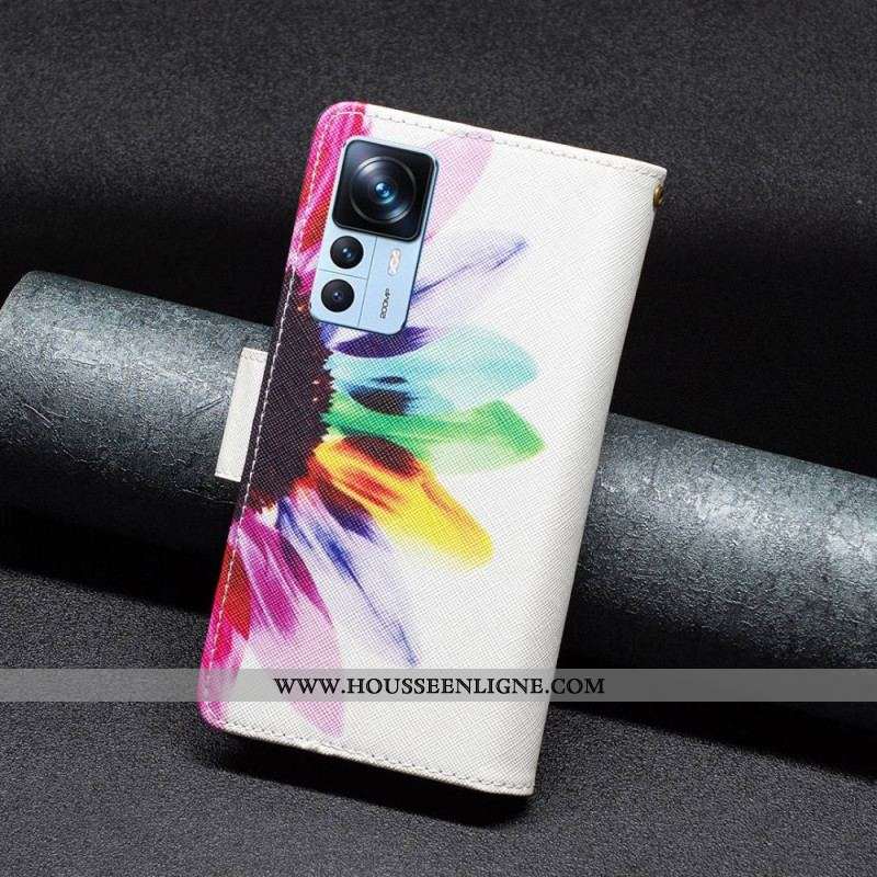Housse Xiaomi 12T / 12T Pro Poche Zippée Fleur