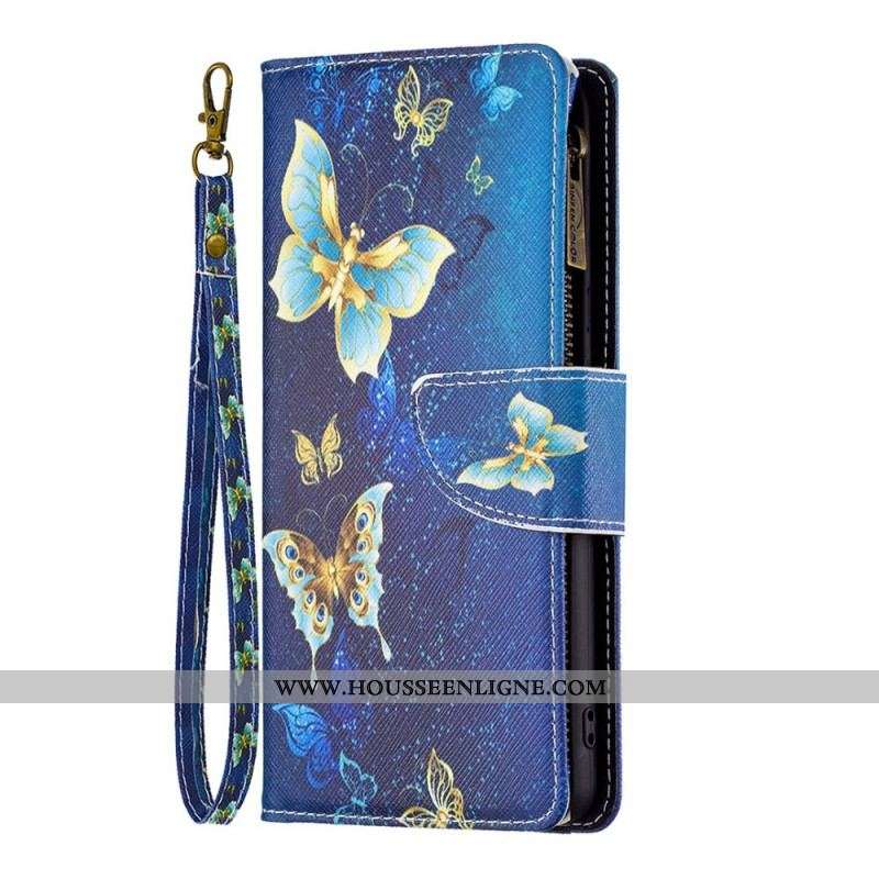 Housse Xiaomi 12T / 12T Pro Poche Zippée Papillons