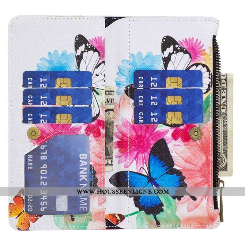 Housse Xiaomi 12T / 12T Pro Poche Zippée Papillons