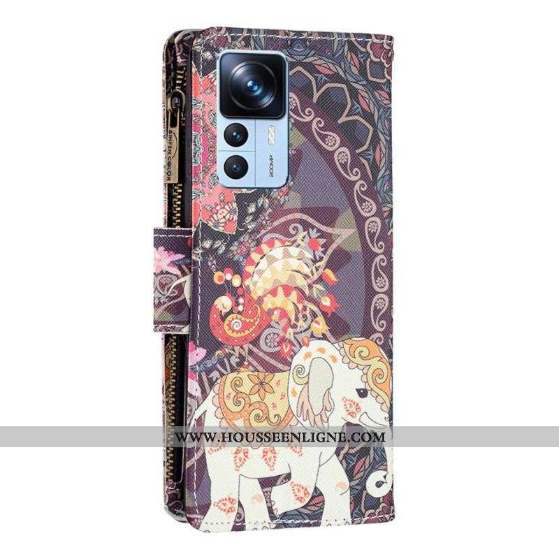 Housse Xiaomi 12T / 12T Pro Poche Zippée Éléphant