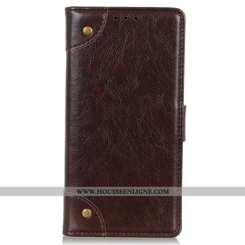 Housse Xiaomi 12T / 12T Pro Style Cuir Nappa Rivets Vintage