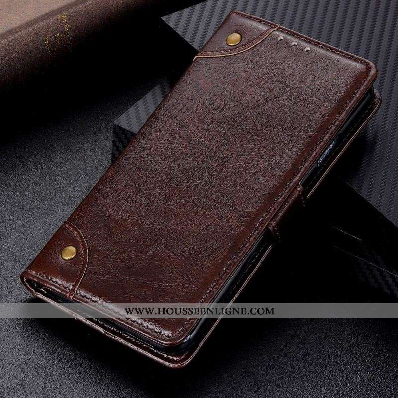 Housse Xiaomi 12T / 12T Pro Style Cuir Nappa Rivets Vintage