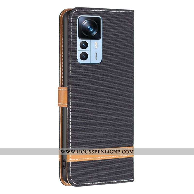 Housse Xiaomi 12T / 12T Pro Tissu et Effet Cuir à Lanière